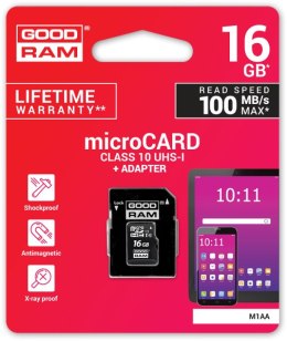 Karta pamięci microSD GOODRAM UHS1 CL10 64GB + ADAPTER microSD GOODRAM UHS1 CL10 16GB + ADAPTER