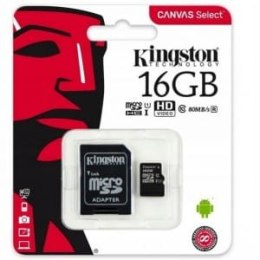 Karta Pamięci Kingston Canvas Select 16gb Microsdhc Cl10 Uhs-i Card + Sd Adapter